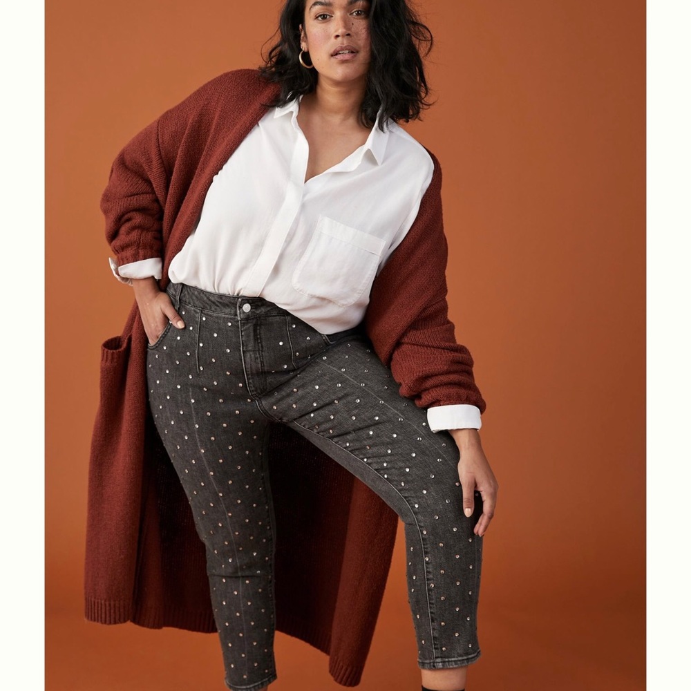 Pilcro High-Rise Beaded Straight Jeans - 16W (NWT)